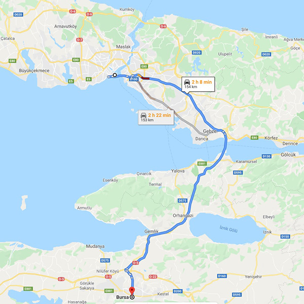 Istanbul to Bursa Taxi Service